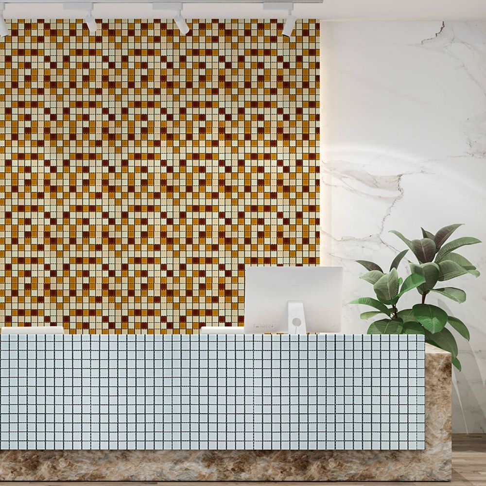 Стеклянная мозаика Sticker Wall 298х298х4.5мм коричневая на стену SW-00002363