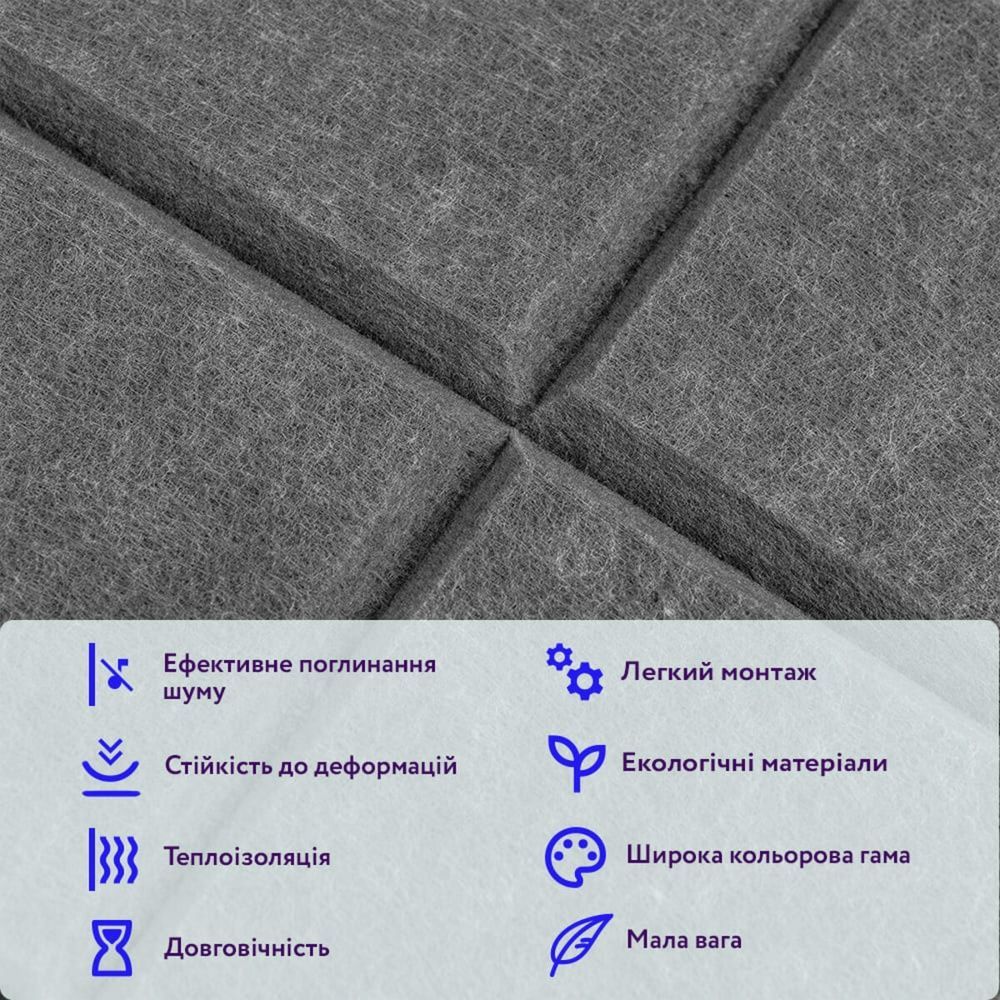 Звукоизоляционная панель SW-00003508 300Х300Х9 мм Графит на стену  SW-00003508