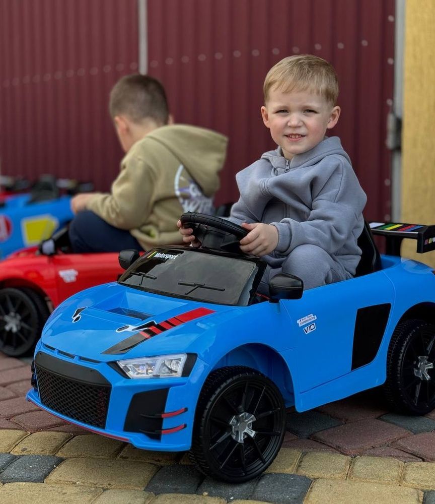 Дитячий електромобіль Cabrio 6V 5A (спойлер пульт LED-фари звук відкривні двері педаль газу) Синій (G538) G538