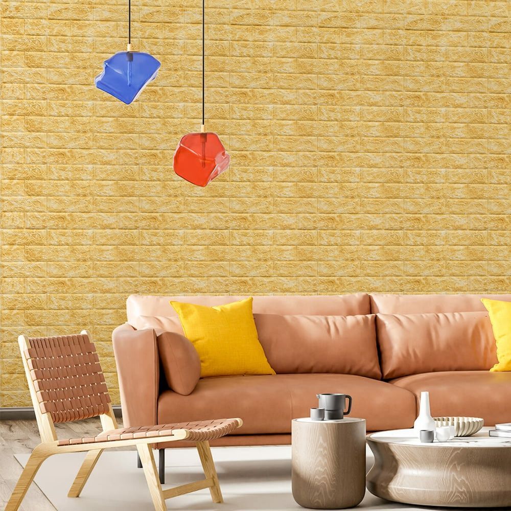 Декоративная 3D панель Sticker Wall 700х770 мм желтая на стену SW-00000168