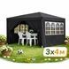 Садовый павильон Gordon 3х4 м (12 м&sup2;) с защитой UV 50+ и 4 стенками &mdash; графитовая беседка-шатер G1253 &mdash; ракурс 4