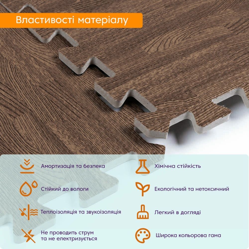 Напольное покрытие пазл МР6 600Х600Х10 мм Коричневое дерево в комнату SW-00000204