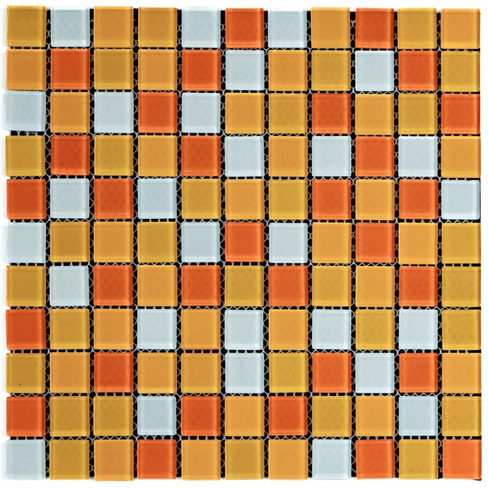 Стеклянная мозаика Sticker Wall 298х298 Оранжевая на стену SW-00002365