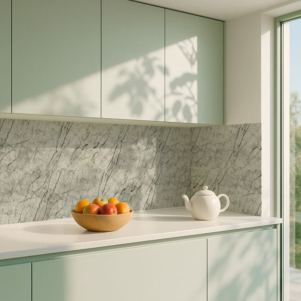 Самоклеящаяся стеновая PET плитка 600Х300Х2мм светло-серая для кухни и ванной SW-00001682