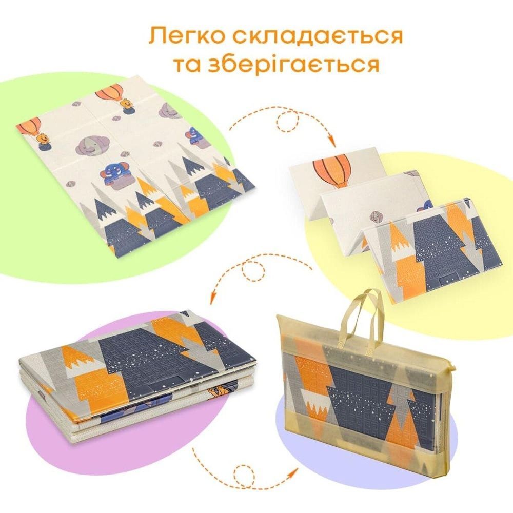 Дитячий складний термокилимок 177x117x0.8 см Повітряні кульки-Ведмедики. Гіпоалергенний (SW-00003031) SW-00003031