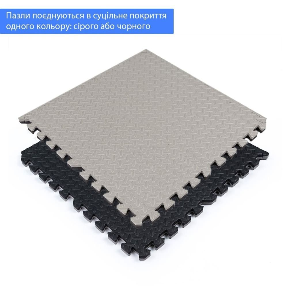 Підлогове модульне покриття пазли 60Х60Х2 см Grey/Black для спортзалу та дитячої SW-00001843