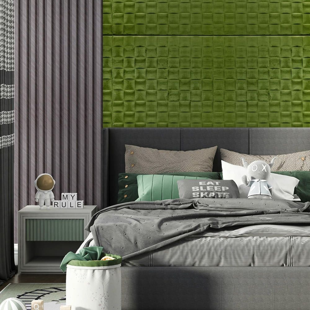 Велюровые панели Sticker Wall 600х2950х7 мм Оливковый на стену SW-00003321