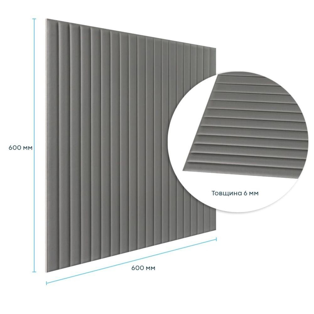 Панель под кожу Sticker Wall 600х600 графит на стену SW-00003325