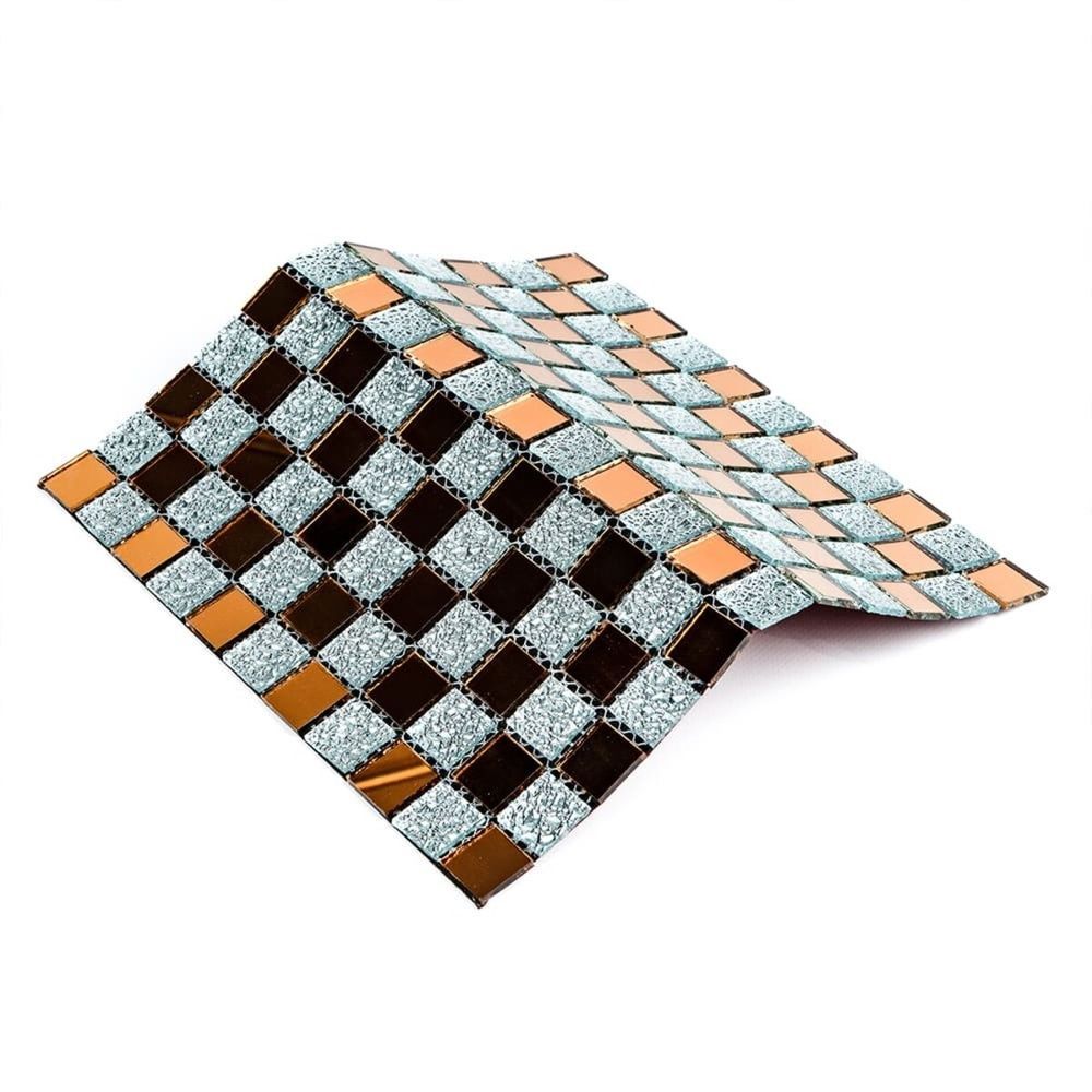 Стеклянная мозаика Sticker Wall 298х298 серо-оранжевая на стену SW-00002361
