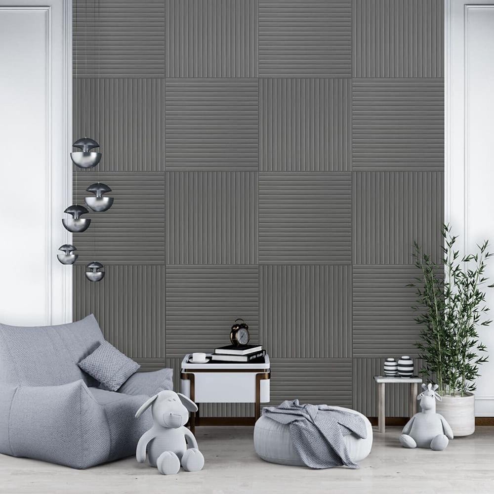 Панель под кожу Sticker Wall 600х600 графит на стену SW-00003325