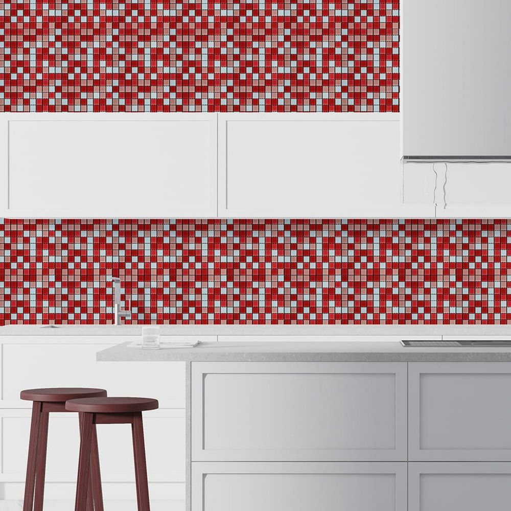 Стеклянная мозаика Sticker Wall 298х298х4.5мм Красная на стену SW-00002367