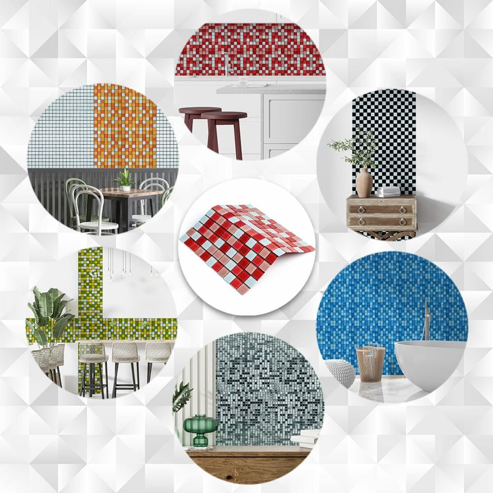 Стеклянная мозаика Sticker Wall 298х298х4.5мм Красная на стену SW-00002367