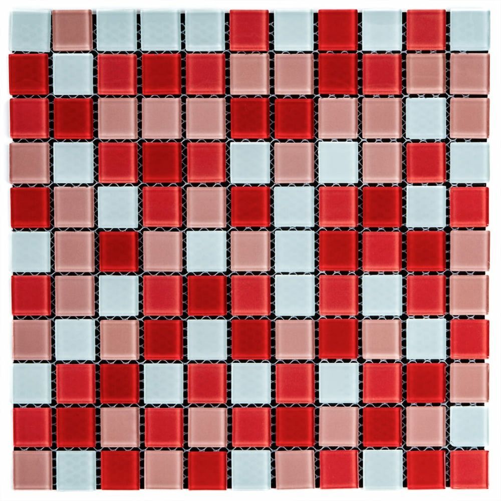 Стеклянная мозаика Sticker Wall 298х298х4.5мм Красная на стену SW-00002367