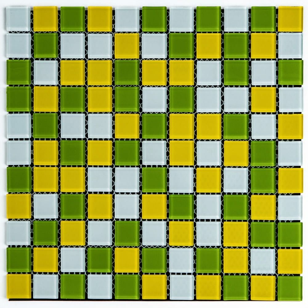 Стеклянная мозаика Sticker Wall 298х298х4.5мм желто-зеленая на стену SW-00002362