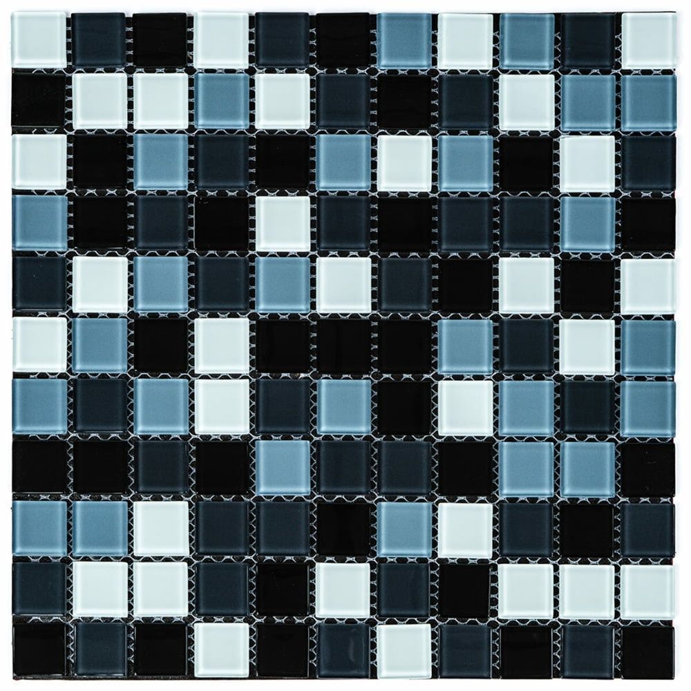 Стеклянная мозаика Sticker Wall 298х298 черно-серая на стену SW-00002369
