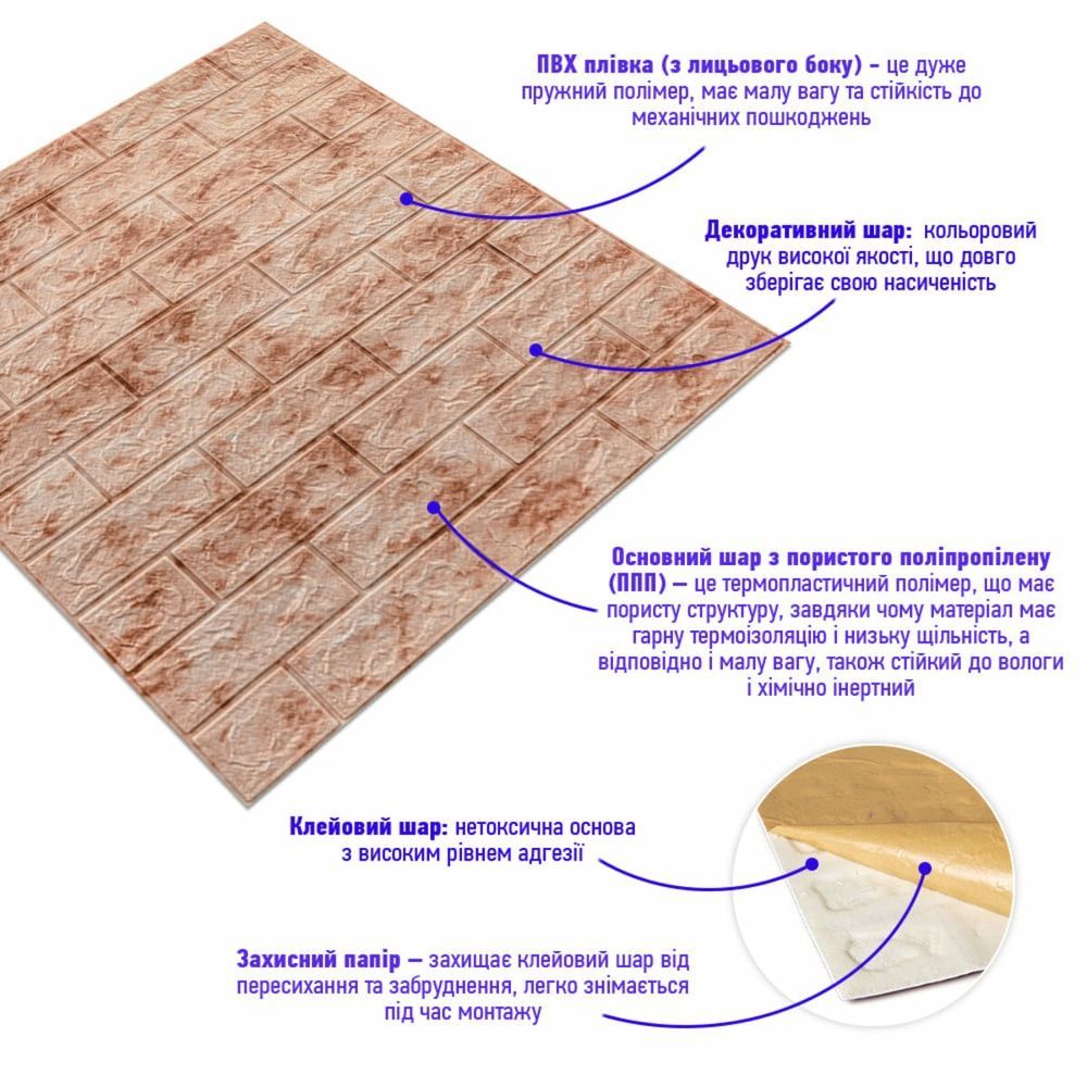 Декоративная 3D панель Sticker Wall 700х770 мм красный мрамор на стену SW-00000035